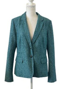 Banana Republic THRBON Blazer Women's Size 14 New Emerald Wool Blend